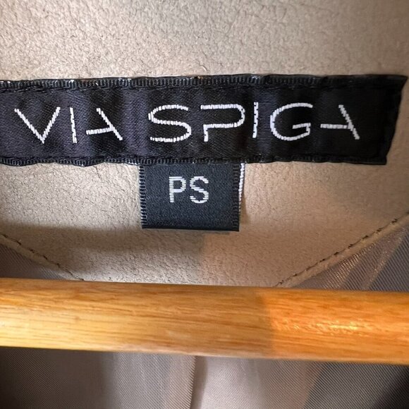 Via Spiga Jacket Womens Size PS Taupe 100% Genuine Lamb Leather Gold Zippers - Picture 2 of 15